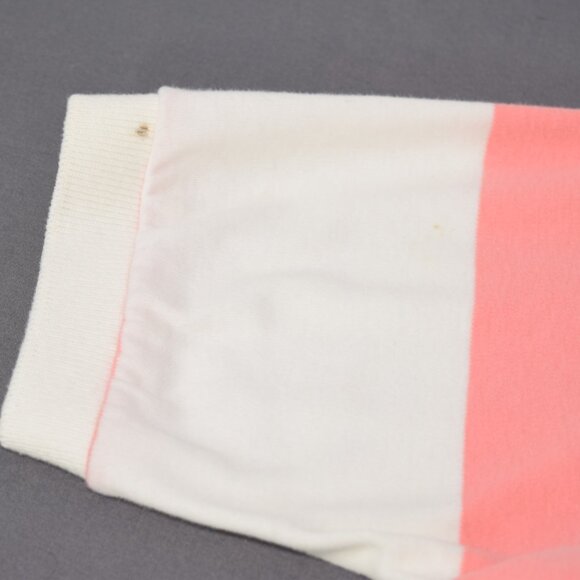 90s Polo Ralph Lauren Men's Iconic Polo Shirt Stripe Salmon Pink White Vintage M - Picture 11 of 13